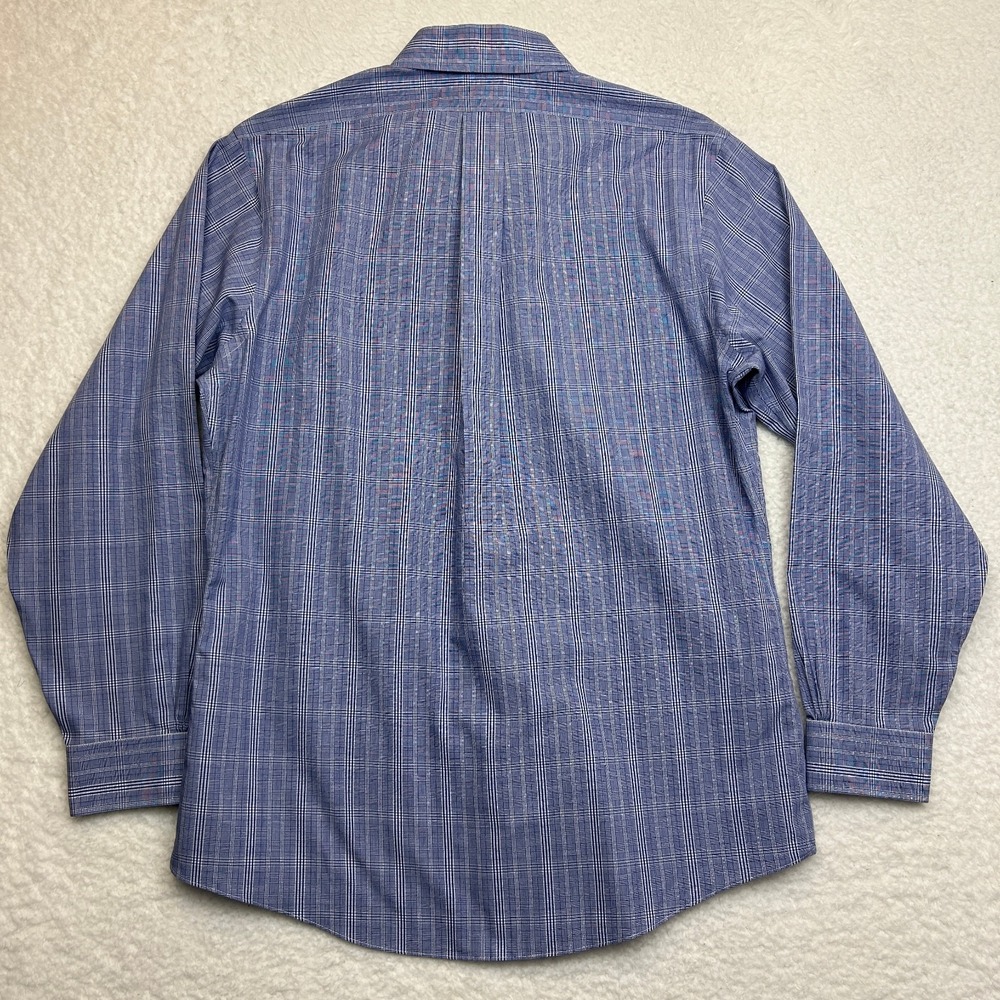 Brooks Brothers Shirt Mens 16-34 Blue Glen Plaid Classic Non-Iron Supima Cotton - Picture 3 of 10